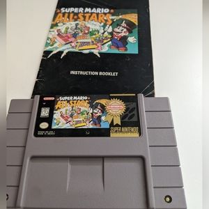 Super Mario All-Stars (SNES) Game and Book, Original Owner Tested